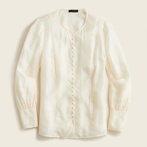 J.Crew cream silk Eco cupro covered button top, size 12